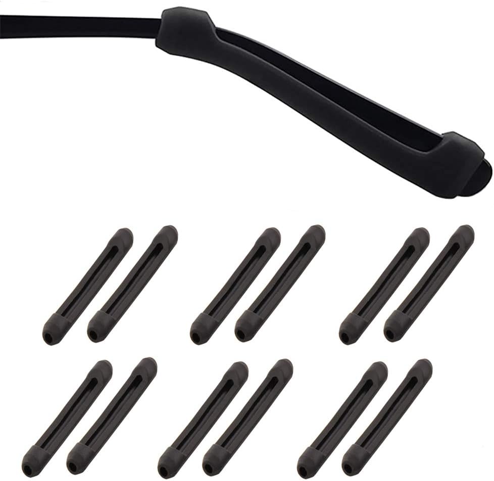 Premium Ultra Soft Anti Slip Silicone Eyeglass Temple Tips - 6 Pair Ear Grips Sleeve Retainer