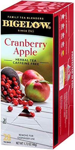 Bigelow Cranberry Apple Herbal Tea Bags 28-Count Box (Pack of 1) Cranberry Apple Hibiscus Flavored Herbal Tea Bags All Natural Non-GMO