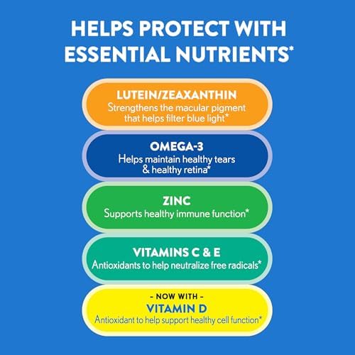 Ocuvite 50+ Eye Vitamin & Mineral Supplement, Multivitamin for Vision & Ocular Health with Omega-3, Zinc, Vitamins C & E, Lutein & Zeaxanthin, Zinc Supplements for Women and Men, 90 Softgels