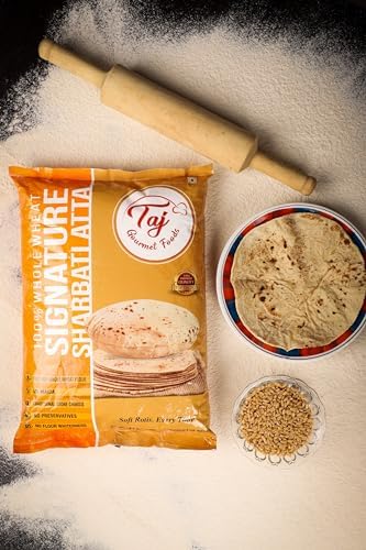 TAJ Signature Sharbati Atta 2-Pounds | Chakki Atta - Stone Ground 100% Whole Wheat Flour, Chappati Flour | No Mix