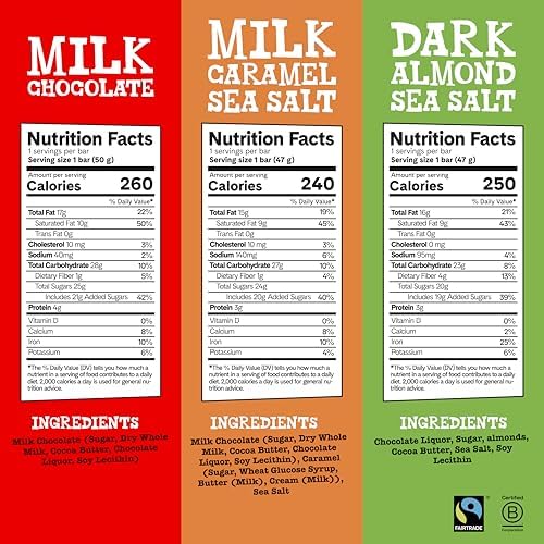 Tony’s Chocolonely Rainbow Chocolate Candy Bar Variety Pack, Belgian Dark & Milk Chocolate With Sea Salt, Caramel, Almond, Hazelnut, & Nougat, Made From Quality Fairtrade Cocoa, 12 Bars, 10.16 Oz