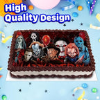8.3 x 11.7 Inch Edible Square Cake Toppers – Horror Themed Birthday Party Collection of Edible Cake Decorations