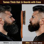 URTHEONE Premium Beard Brush Grooming Kit for Men - 100% Natural Boar Bristle Brush with Ergonomic Handle, Cleaning Brush & Folding Scissors - Complete Beard Care Set for Styling and Maintenance
