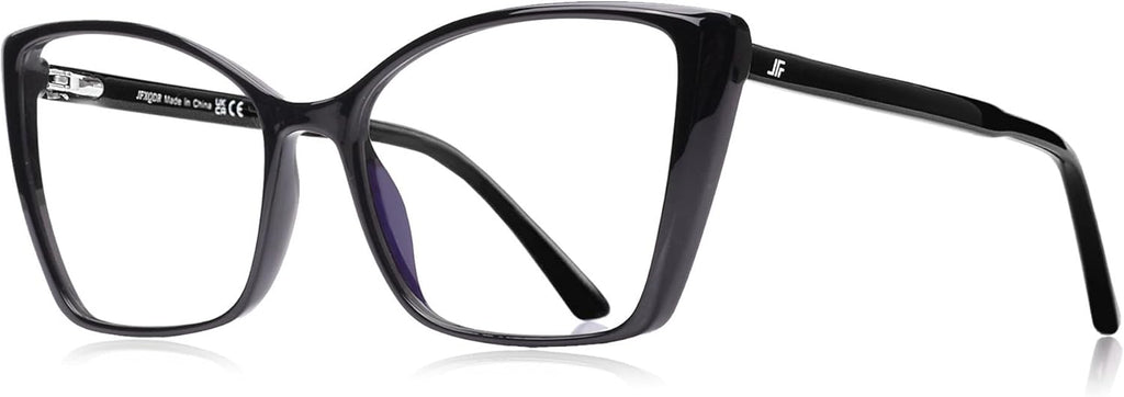 Blue Light Blocking Glasses for Women, Oversized Trendy Cat Eye Computer Gaming Glasses Anti Glare & UV Glare RF6204 (Black Cateye Frame)