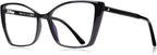 Blue Light Blocking Glasses for Women, Oversized Trendy Cat Eye Computer Gaming Glasses Anti Glare & UV Glare RF6204 (Black Cateye Frame)