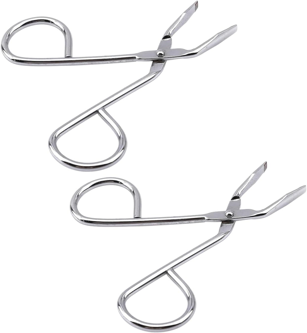 2Pcs Silver Stainless Steel Eyebrow Scissors Tweezers,Elbow Pliers Clip Scissors,Flat Tip Hair Plucker Hair Removal Tweezers, Shave and Hair Removal