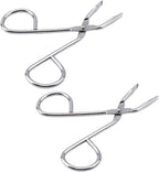 2Pcs Silver Stainless Steel Eyebrow Scissors Tweezers,Elbow Pliers Clip Scissors,Flat Tip Hair Plucker Hair Removal Tweezers, Shave and Hair Removal