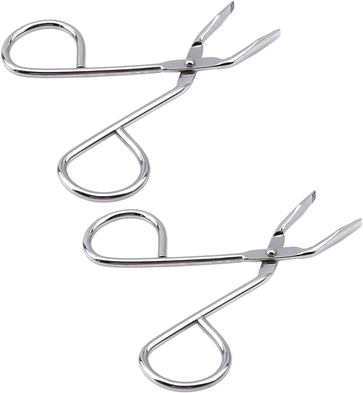 2Pcs Silver Stainless Steel Eyebrow Scissors Tweezers,Elbow Pliers Clip Scissors,Flat Tip Hair Plucker Hair Removal Tweezers, Shave and Hair Removal