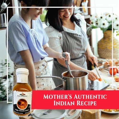Tikka Masala Indian Curry Simmer Sauce by Flavor Temptations | Easy Recipe, Vegan, Gluten-free, Low Sodium (8 FL Oz Glass Bottle)