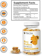 Bee Pollen – 100 Vegetarian Capsules with Propolis - Organic Multivitamin for Men, Women - Fermented Granules - Immune, Energy Support - Non GMO, Pregnancy Friendly