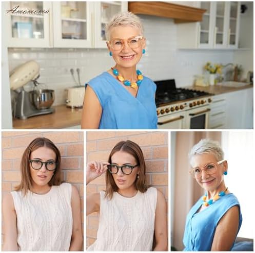 AMOMOMA 3 Pack Classic Round Reading Glasses for Women Men,Retro Blue Light Computer Reader Frame AM6142
