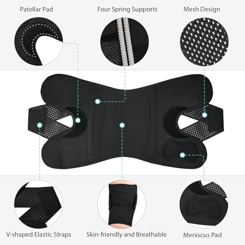 Knee Brace with Side Stabilizers for Meniscus Tear, Adjustable Knee Wrap for Pain Relief, Breathable Compression Knee Support for Knee Pain, ACL, MCL, Arthritis, Sports, Women&Men (Black, Small)