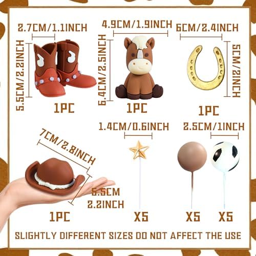 JeVenis Cowboy Rodeo Cake Topper Cowboy Western Horse Cake Decorations Cowboy Hat Birthday Cowgirl Boots Cake Topper Cow Balls Cake Decoration