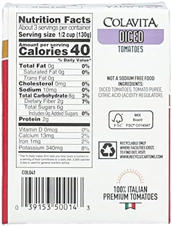 Colavita Recart Tomatoes - Diced, 13.76oz Recart (Pack of 16)