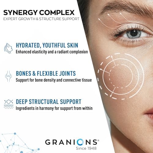 Granions Marine Collagen Pills – 2000mg Hydrolyzed Marine Collagen Peptides, Hyaluronic Acid, Vitamin C, Calcium, Magnesium – Skin, Hair, Nails, Pro Aging Hyaluronic Acid Supplements – 180 Tablets