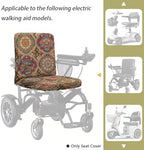 Mobility Scooter Seat Cover, Universal Fit Electric Wheelchair Seat Cover, Stain Resistant Polyester Power Chair Protector, Vintage Mandala Tile Print, 35 x 18 Inch