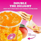 O’s Bubble Peach Green Tea – DIY Boba Kit with 3 Peach Syrup Packs & 3 Mango Popping Boba – Make Fruity Bubble Tea at Home – 3 Servings Included