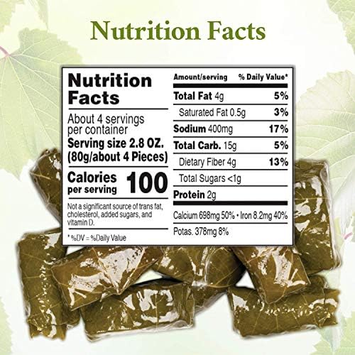 Roland Foods Canned Dolmas, Stuffed Vine Leaves with Rice and Spices, 14 Ounce (Pack of 6)