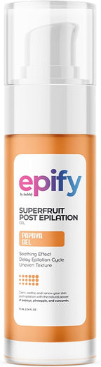 Epify Superfruit Post Epilation Papaya Gel, Hair Inhibitor for Face and Body, Non-Irritating Formula, Soothing Effect, Hair Growth Minimizer, 2.54 Fl Oz (1)