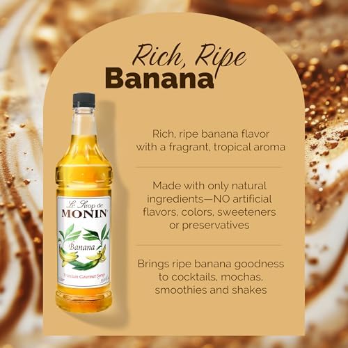 Monin - Banana Syrup | Premium Syrup for Cocktails, Mochas & More | Clean Label with No Artificial Flavors, No Artificial Preservatives (1 Liter)