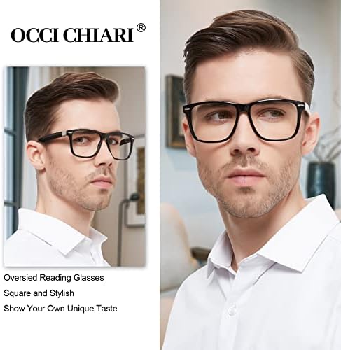 OCCI CHIARI Wide Frame Reading Glasses Men 2.0+ Stylish Big Readers 1.0 1.25 1.5 1.75 2.0 2.25 2.5 2.75 3.0 3.5 4.0 5.0 6.0