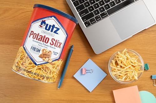 Utz Potato Stix, Original – 15 Oz. Canister – Shoestring Potato Sticks Made from Fresh Potatoes, Crispy, Crunchy Snacks in Resealable Container, Cholesterol Free, Trans-Fat Free, Gluten-Free Snacks
