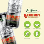 AriZona Rx Energy Watermelon, Herbal Tonic Drink with Green Tea and Citrus, 130mg Caffeine per Container - Big Can, 22 Fl Oz (Pack of 12)