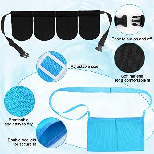 Tondiamo Adjustable Mastectomy Drain Holder Drain Pouch with Shower Bag Drainage Pouch Breast Shirts Two Pockets Mastectomy Tummy Tuck Recovery Supplies(Two and Four Pockets,Black, Blue)