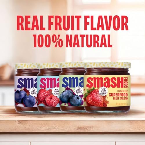 Smash Foods Jam | Classics Variety 4-Pack | Low-Calorie, No Sugar Added Keto Jam with Upcycled Fruit & Chia Seeds | Vegan, Paleo Superfood Spread