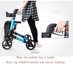 Mobility Aid with Seat Folding Trolley 4 Wheel Seniors Rolling - Mobility Aid for Adult, Senior, Elderly