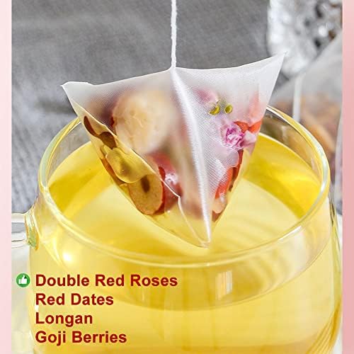 Plant Gift Ginseng Longan Goji Tea Bag 10.58oz (6g*50bags) Longan, Goji Berries, Red roses, Chinese Pure Natural, Health Care Mixed Tea, Combination of Floral Tea 300g 人参桂圆枸杞茶