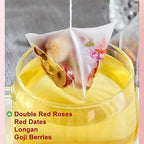 Plant Gift Ginseng Longan Goji Tea Bag 10.58oz (6g*50bags) Longan, Goji Berries, Red roses, Chinese Pure Natural, Health Care Mixed Tea, Combination of Floral Tea 300g 人参桂圆枸杞茶