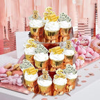 40Pcs Edible Riches Money Cupcake Topper Edible Pre-cut Dollar Gold Cupcake Picks for Banker Financier Wealthy Birthday Party Cupcake Decorations Bank Holiday Finance Gold Theme Party Decors Supplies