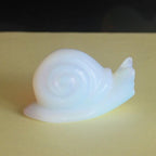 Hand Carved Gemstone Crystal Snail Figurine Animal Carving Statue Office Home Decor 2'' (White opalite)