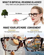 OCCI CHIARI Trendy Bifocal Reading Glasses Women Blue Light Blocking Oversized Readers 1.0 1.5 2.0 2.5 3.0 3.5(Grey,1.0)