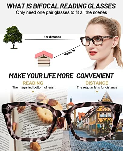 OCCI CHIARI Trendy Bifocal Reading Glasses Women Blue Light Blocking Oversized Readers 1.0 1.5 2.0 2.5 3.0 3.5(Grey,1.0)