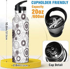 Water Bottle Kids Insulated Stainless Steel Hot Cold Clocks Print Water Flask Jug with Straw Lid for Sports Gym Running 20 oz