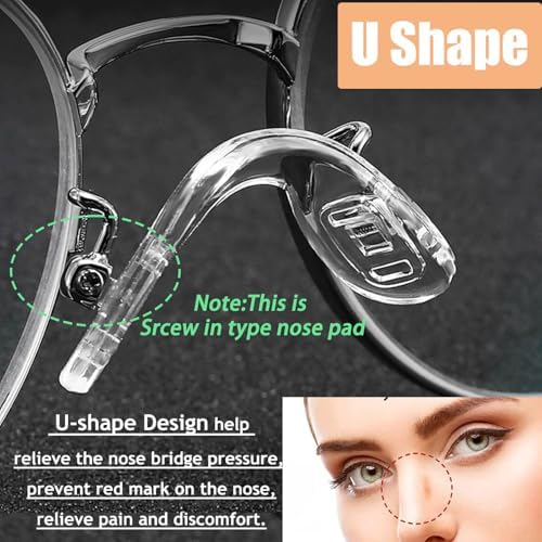 15 pcs,3 sizes Eyeglasses Nose Pads,U Shaped Eyeglasses Nose Pads Screw-in eyeglass nose piece soft silicone nose pad for Eye Glasses Sunglass Eyewear