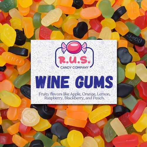 Gourmet English Style Wine Gums by RUS Candy Company, 2 Pack - 5.29 oz Each | Assorted Fruit Flavored Gummies | Imported Candy Treats (Wine Gum)