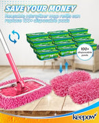 KEEPOW Pink Reusable Dry Sweeping Cloths Microfiber Wet Mop Pads Compatible with Swiffer Sweeper Mop Replacement Sweeping Mopping pad Refills for Hardwood Surface Floor Cleaning (4PCS)