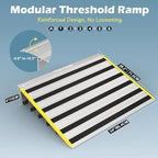 6" Rise Door Threshold Ramps for Doorways, Stable Yellow Edge, Aluminum Wheelchair Ramp for Home Steps, Adjustable Modular Entry Ramp for Scooters, Power Chairs, 880LBS Load Capacity