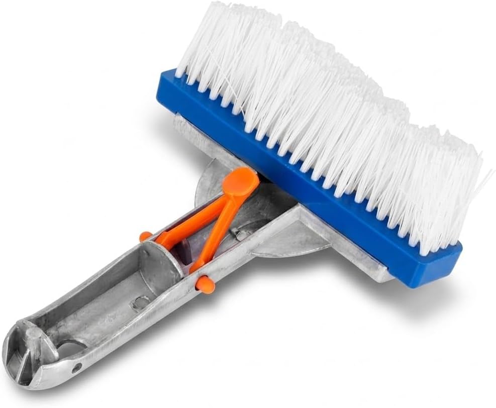 Pool Brush 5.5in Nylon Head for Wall and Floor Cleaning Aluminum Back and Handle Fits Standard Telescopic Poles