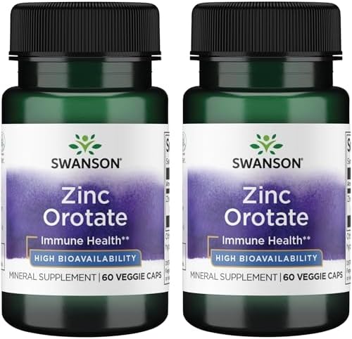 Swanson Zinc Orotate 10 Milligrams Elemental Zinc 60 Veg Capsules (2 Pack)
