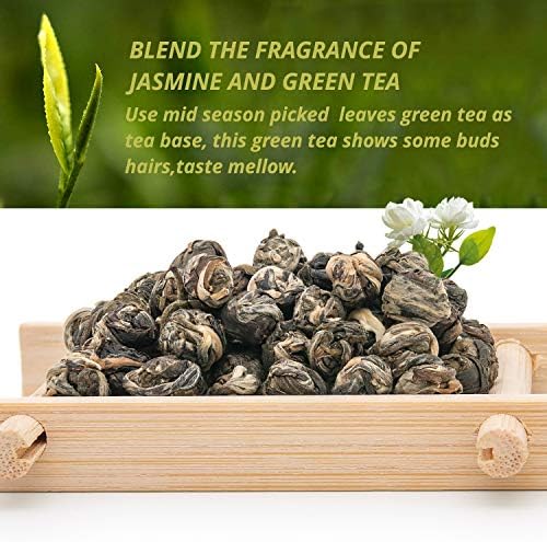 Oriarm Dragon Pearls Jasmine Green Tea Loose Leaf - 500g Jasmine Pearl Tea - 2nd Grade - Resealable Bag