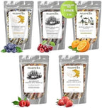 Nelson's Tea Chocolate Covered Fruit Sampler Pack Tea - Blueberry White Choc 1.6 Oz, Dark Chocolate Cherry 2 Oz, Orange Truffle Choc 2oz, Raspberry Truffle Choco 2oz, Strawberry White Choc. 2 Oz