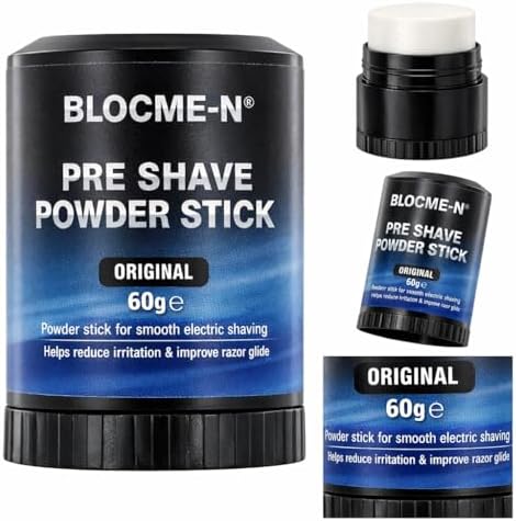 BLOCME-N Original Pre-Shave Powder Stick 60g – Electric Razor Prep Stick – Helps Reduce Irritation & Improves Razor Glide – Suitable for Sensitive Skin