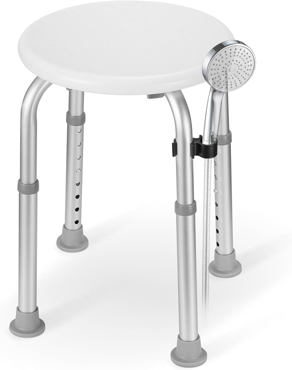 Careboda Adjustable Bath Chair for Inside Shower, Shower Stool with Upgraded Aluminium, Tool-Free Assembly, 8 Adjustable Heights for Seniors, Elderly, Pregnant, Handicap & Disabled Gray
