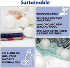 Reusable Wool Dryer Balls for Laundry, 6-Pack Handmade Drying Balls 2.36 in, Natural Fabric Softener, Helps Soften Clothes and Shorten Drying Time, with Cotton Storage Bag