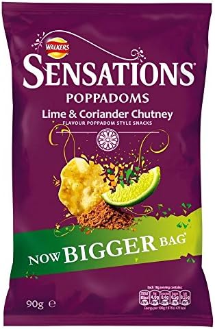 Walkers Sensations Poppadoms - Lime & Coriander Chutney (90g) - Pack of 2