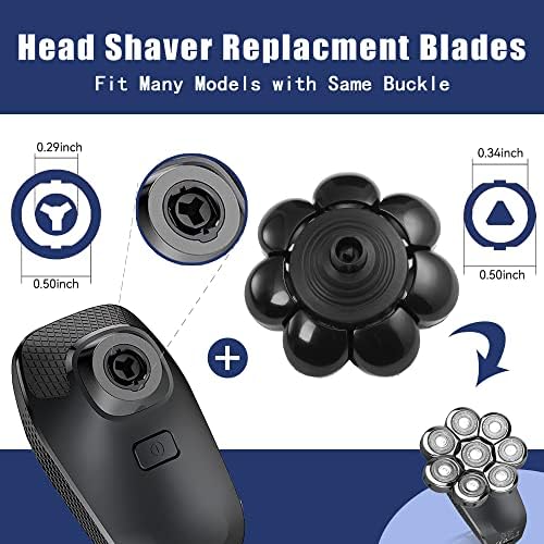 Universal Replacement Heads for Blade,Replacement Blades Compatible with Most Major Head Shaver Brands, Easy-to-Install Electric Razor Shaver Heads for Bald Men. (8 Silver)